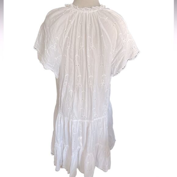 MANGO Open Work Detailed Eyelet Dress White Size M - Picture 7 of 13